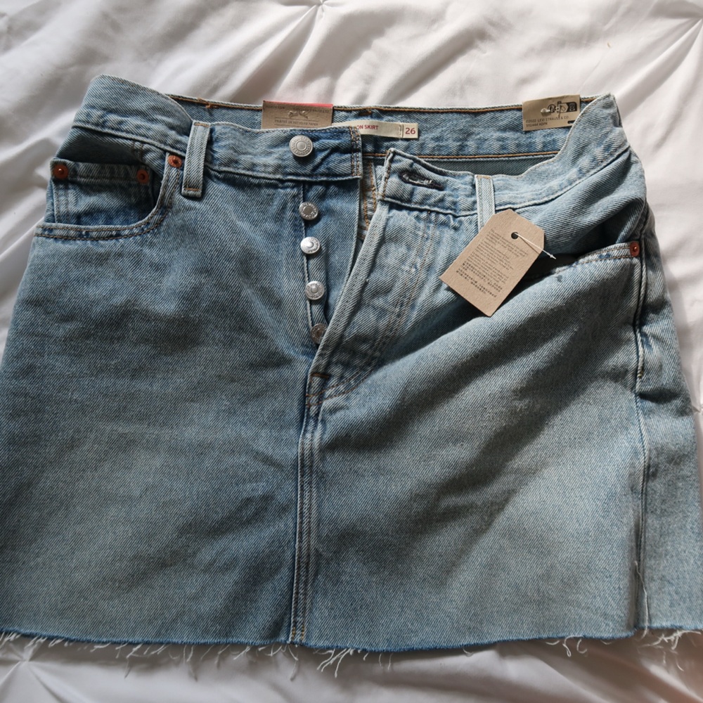 Levi icon blue Denim mini Skirt with Button Details